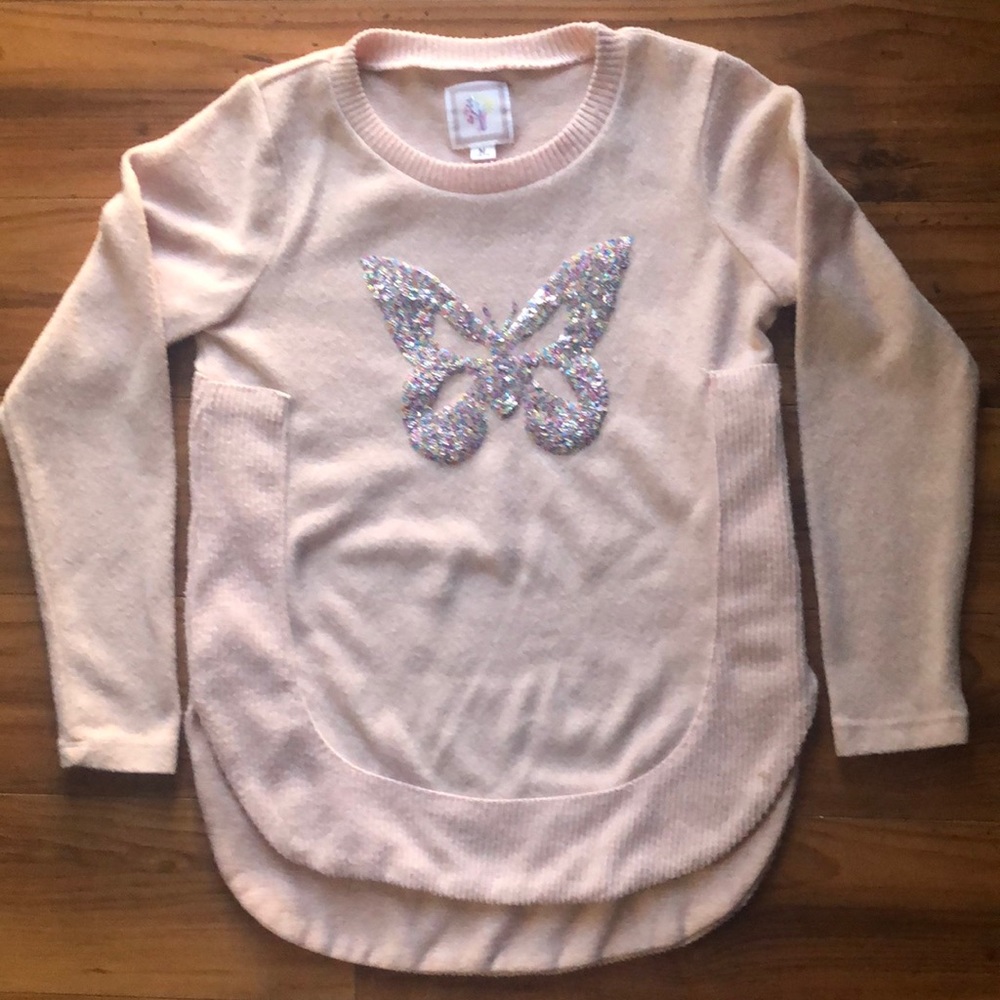 Girls light pink long sleeve top size M (10/12)